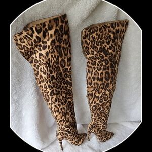 Leopard Print over the knee boots.
